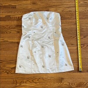 Abercrombie & Fitch Satin Cream Dress with Silver Embellishments